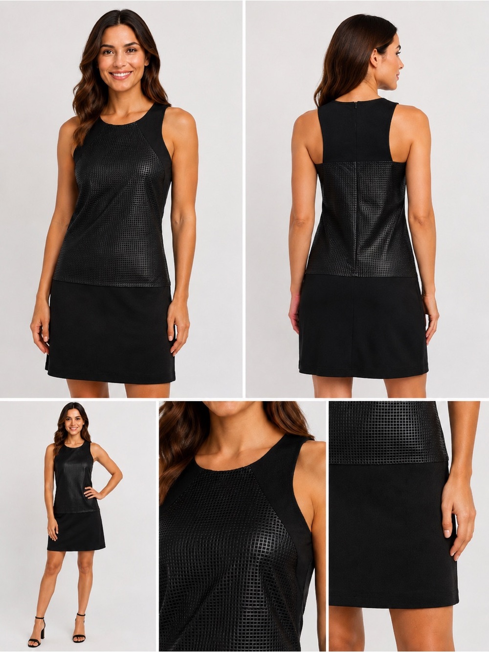 Banana Republic Black Perforated Faux Leather Shift Dress - Size 2